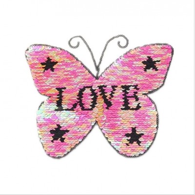 Wholesale Factory reversible sequins butterfly sequin shirts patch