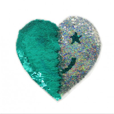 Wholesale Factory Reversible Sequins Heart Smile Face Patches Sequin Heart Appliques