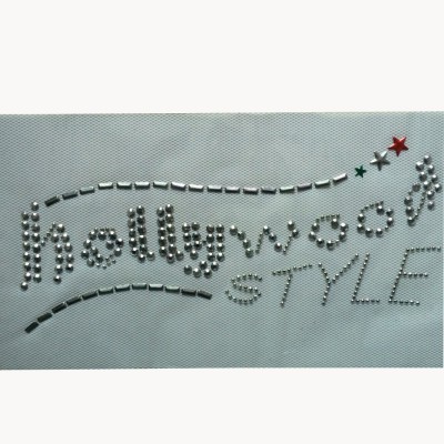 Factory Sale Iron On Rhinestone Transfer Holly Wood Letters Design Hot Fix Motif